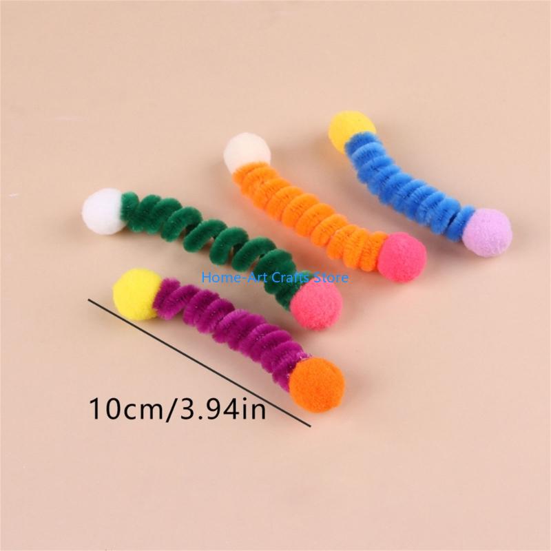 Y3NA 24 Pack Cats Teaser Toy Double Head Lightweight Plush Ball Active Pet Plaything