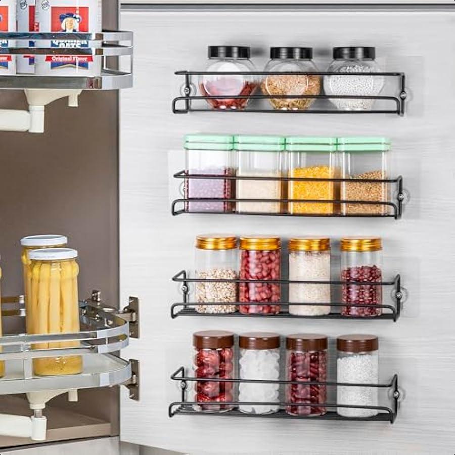

Органайзер для специй, 4 шт., настенная многоярусная полка с клейкими наклейками и винтами для специй, трав, банок и прочего в шкафу United States