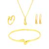  4Pcs Teardrop Jewelry Set Necklace Bracelet Earrings Ring Women Valentine'S Day Gift