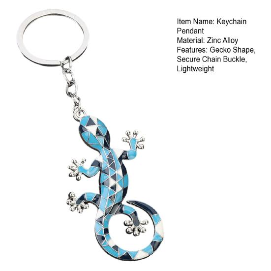 Keychain Pendant Geometric Pattern Imitation Gecko Design Zinc Alloy Key Chain Electroplated Design Key Holder Backpack Car Accessory