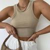 INS Fashion Short Sexy Sleeveless Sports Vest Women's High Waist Crop Top Outwear Tight Yoga Running Workout Clothes