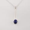 Natural Lapis Lazuli Gemstone 925 Sterling Silver Necklace Handcrafted Jewelry Women's Long Pendant 1.79" PP-69-32