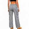 Damen Weite Hosen Lockerer Schnitt Camouflage Muster Bindegürtel Patchwork für den Sommer
