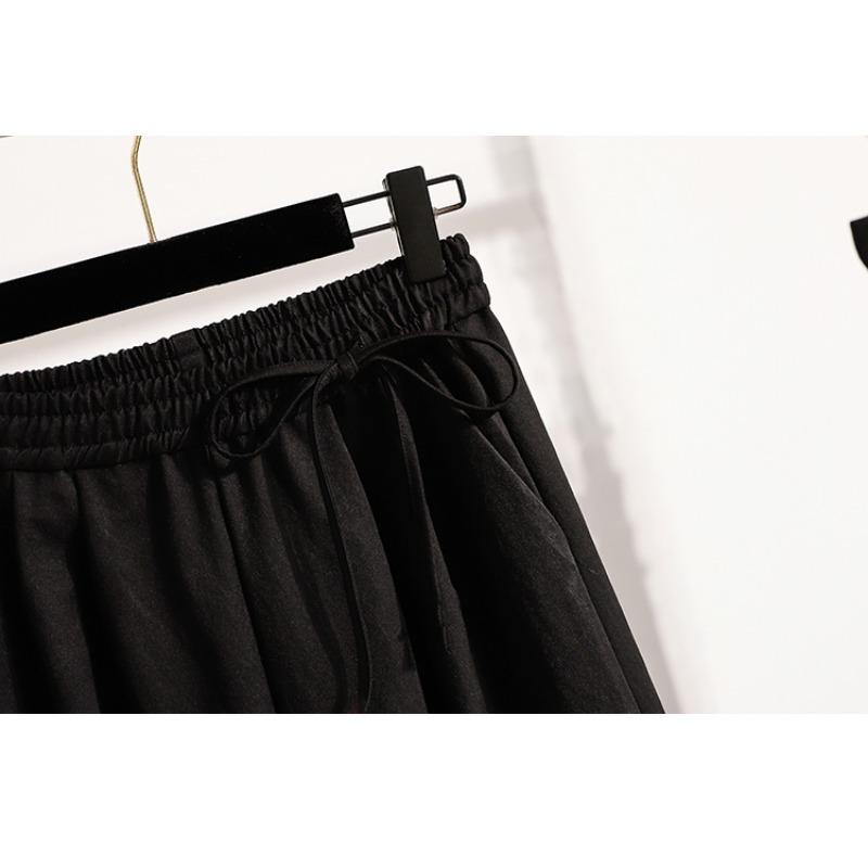 Dimanaf 2025 Plus Size Long Pants Women Elastic Loose High Waist Vintage Solid Cotton Loose Casual Female Basic Trousers Harem Pants Wide Leg Pants