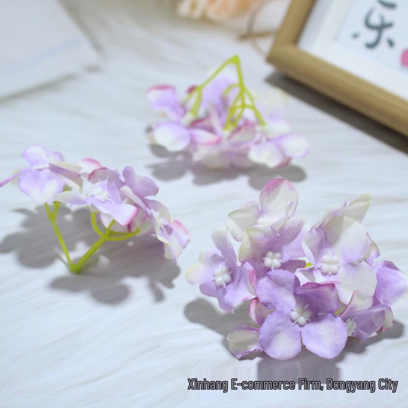 9-köpfige kleine Hortensien-Simulation für Foto-Requisiten und Hanfu-Bastelarbeiten