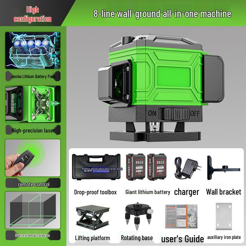 Germany High-Precision 16-Line Blue/Infrared Laser Level with 12 Green Lines