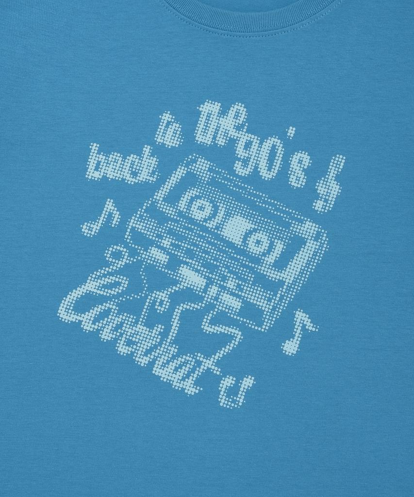 COVERNAT WOMAN Crop Fit Cassette Graphic T-Shirt Blue