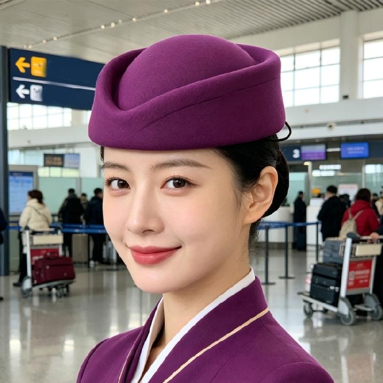 Classical French Flight Attendant Hat Polyester Stewardess Costume Accessoris Women Winter Fashion Headwear