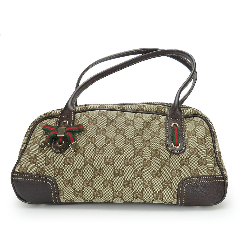 Used GUCCI Boston Bag 161720 Sherry Pretty GG Canvas/leather Beige Dark Brown Shoulder