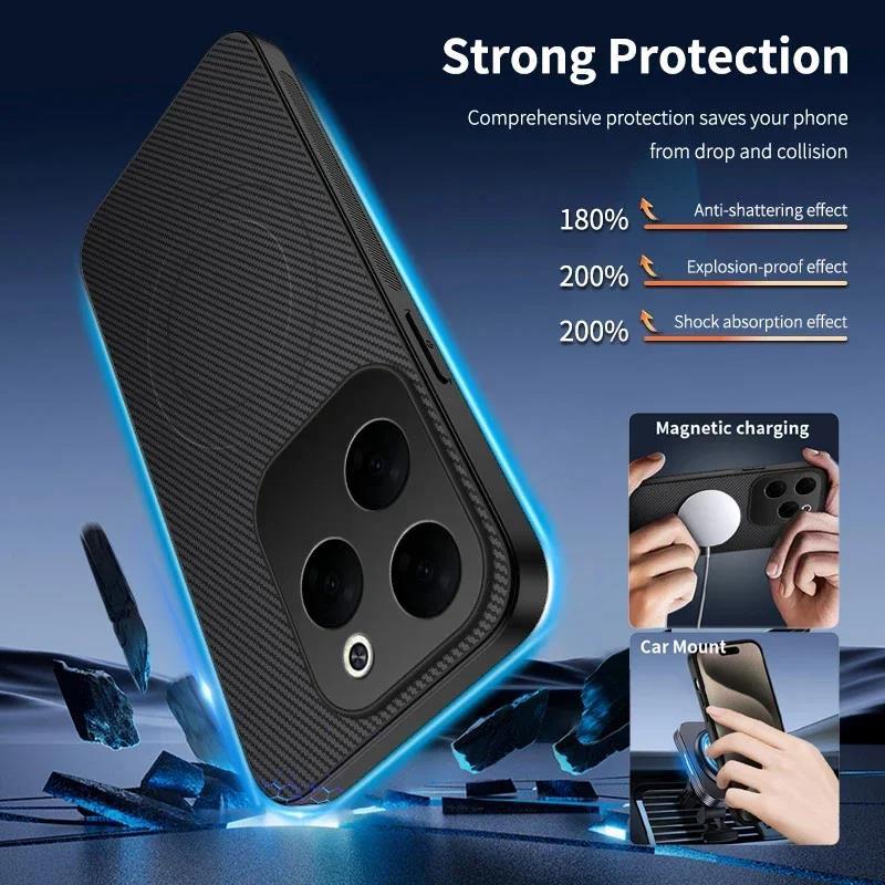 Magnetic Wireless Charging Phone Case For Infinix HOT 40i 40 Pro Hot 50 50I 50 Pro Plus Carbon Fiber Pattern Silicone Cover Case