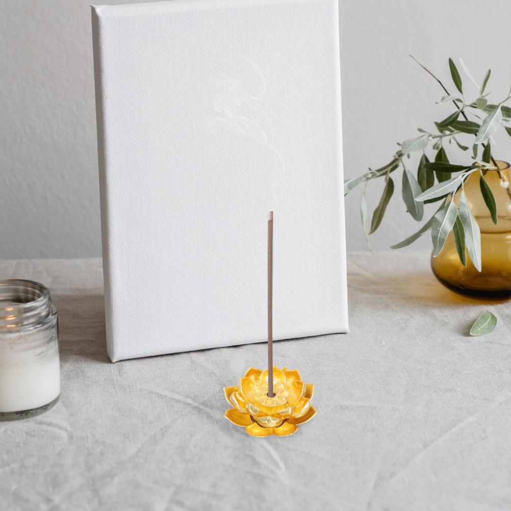3 pcs Incense Burner Holder Lotus Shape Brass Resin Charcoal Discs Catcher For Stick Cone Home Fragrance Outdoor Indoor Use
