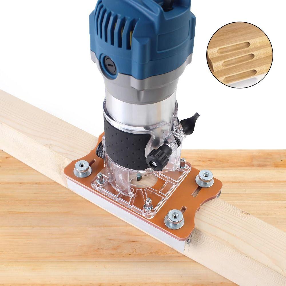 Adjustable 2 in 1 Router Base Woodworking Slotting Bracket Durable Router Slotting Locator  Wood