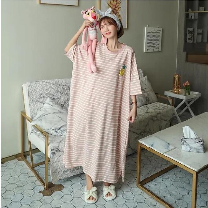 Popular Summer Milk Silk Cartoon Nightdress for Women - Short Sleeve, Loose Fit, Ideal for Students