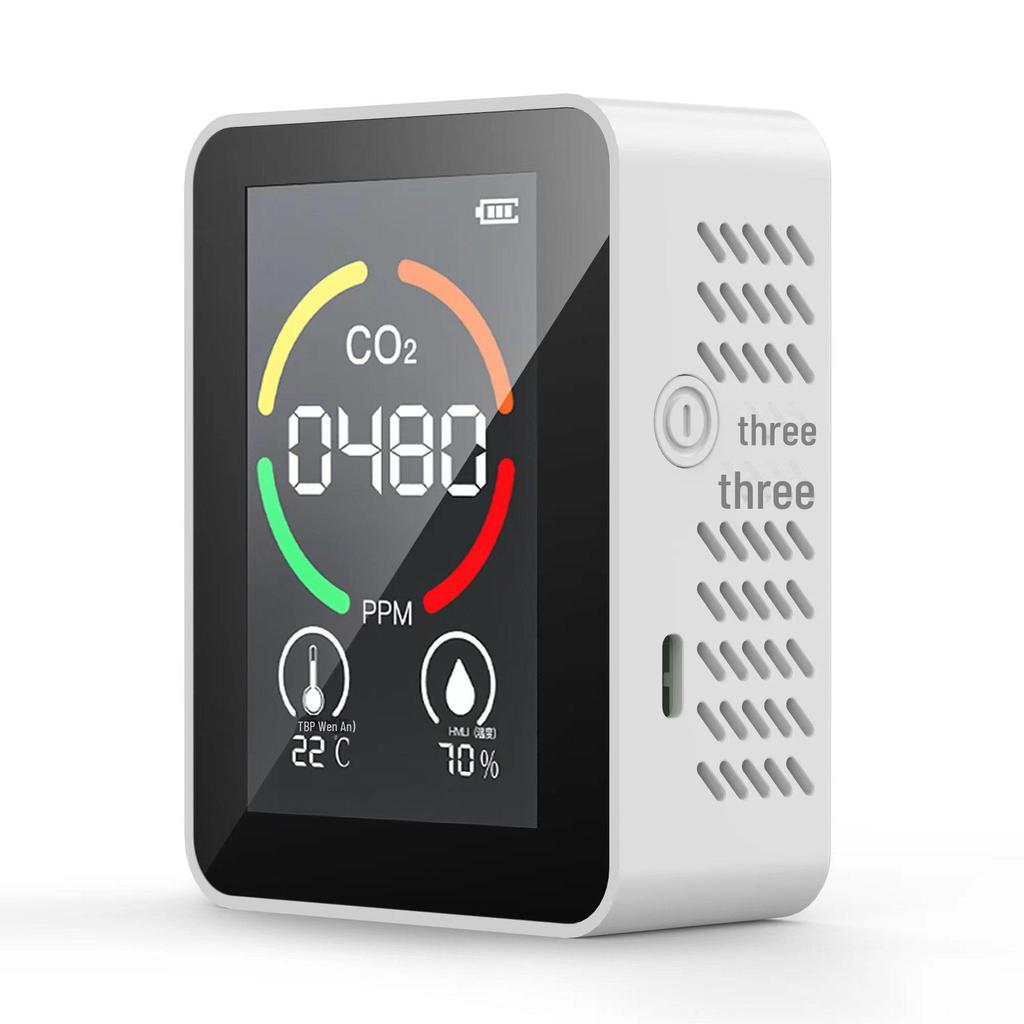 Klassisk 3-i-1 inomhus CO2-, temperatur- och luftfuktighetsdetektor med 2,8" LCD-skärm