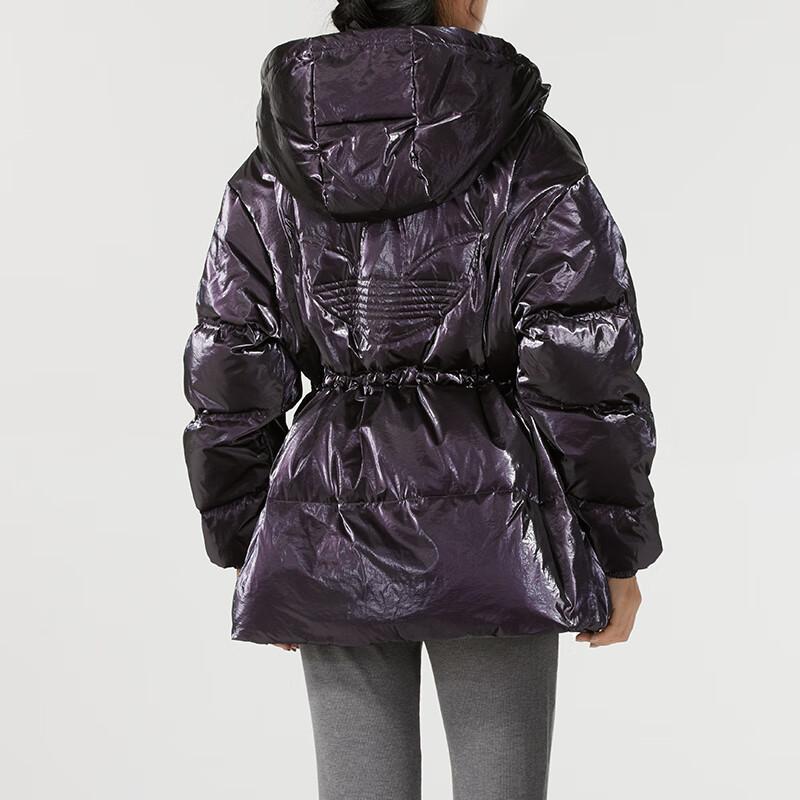 Adidas Originals Three Stripes Series Warm Comfortable Fashion Hooded Down Jacket Women Outerwear Purple JD3780