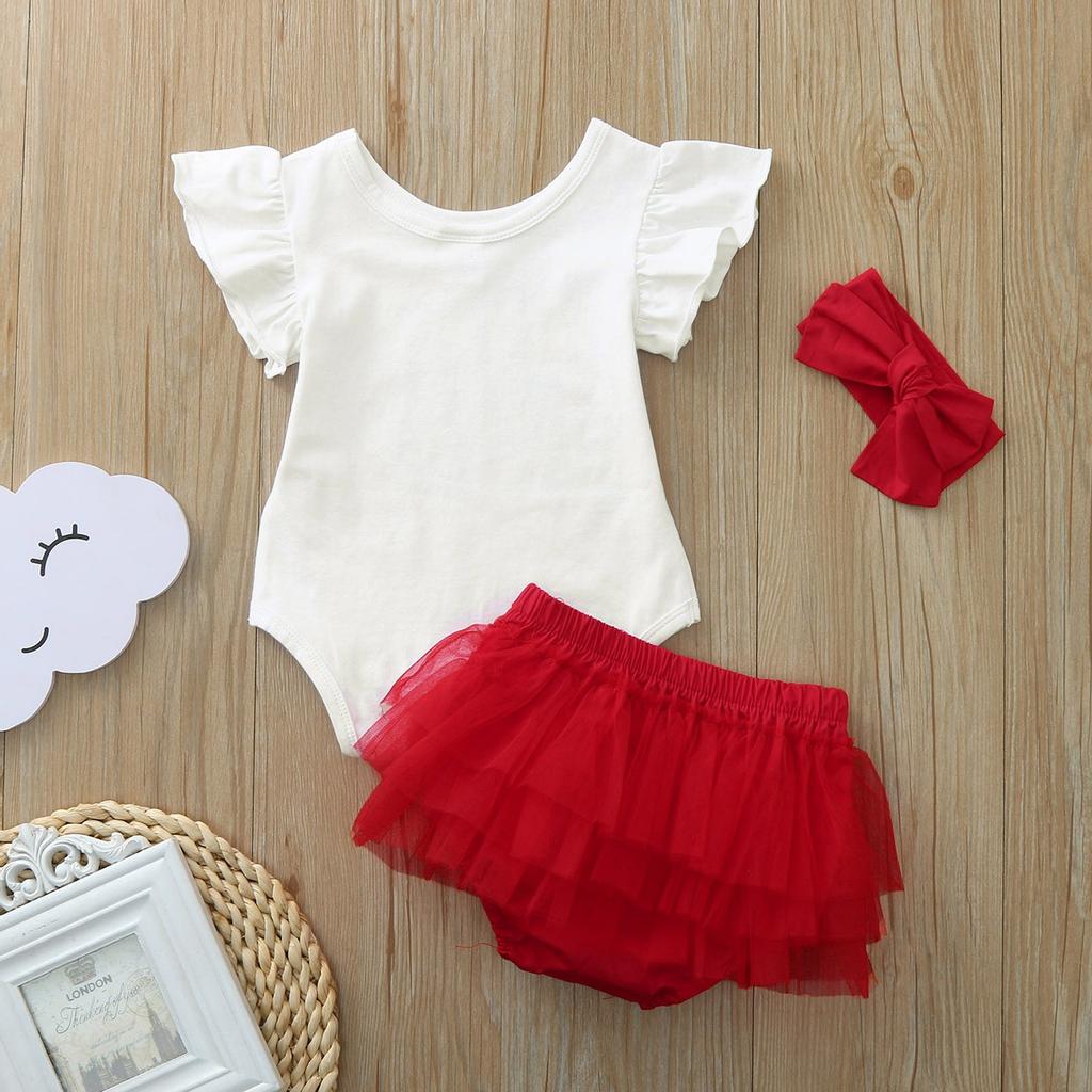 Noworodek Niemowlę Walentynki Pajacyk Spódniczka Opaska 3-częściowe Stroje