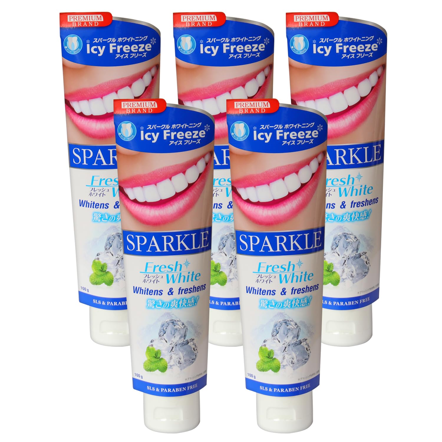 

of Sparkle Fresh White 100g Whitening sensitive Prevents bad breath Refreshing and cool feeling [Set 5] & (for teeth/yellowing) Fluoride-free синий