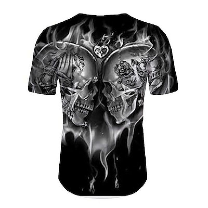 

Мужская футболка с рисунком черепа, круглый вырез, черная, повседневная, на выход, с коротким рукавом, одежда, базовая, элегантная 3XL