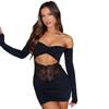 Europäischer Stil Ein-Schulter-Spitzen-Patchwork-Bodycon-Kleid - Frühjahrskollektion 2025