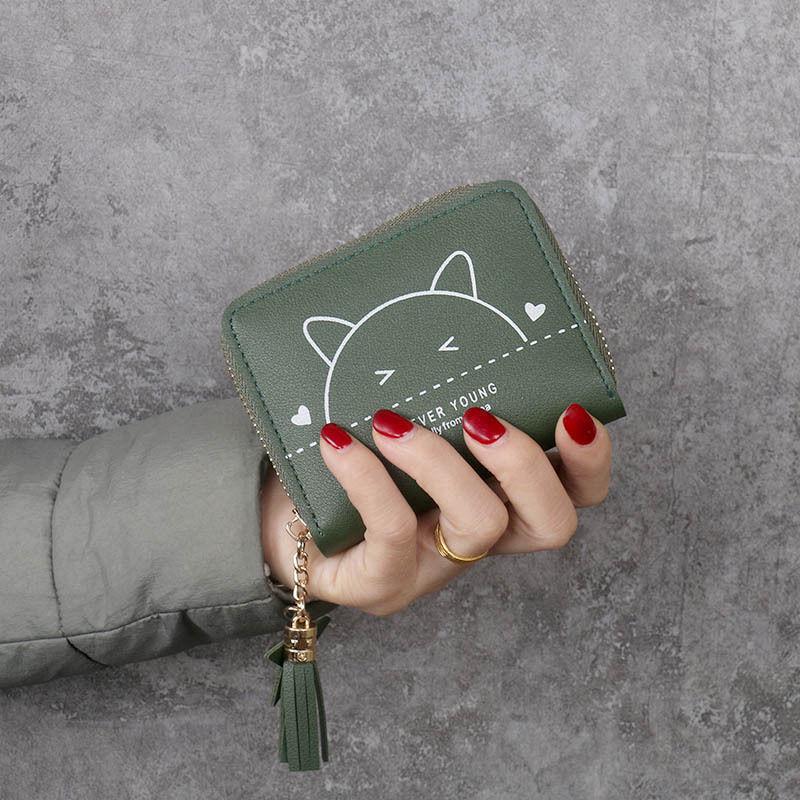 Chic Cat Tassel Wallet - Stylish Coin Purse & Multi-Card Holder for Women