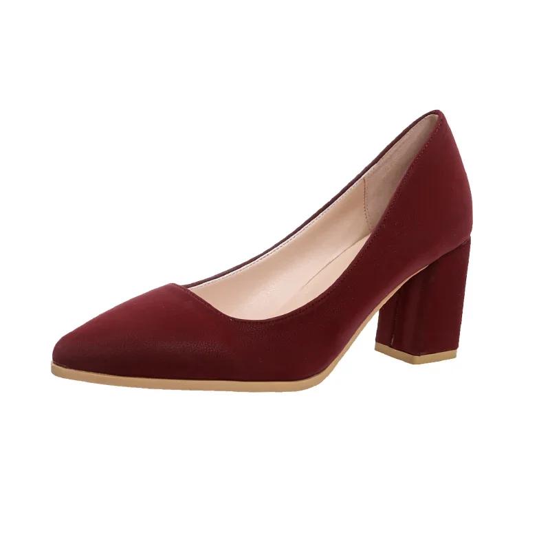 Fashion Purple High Heels 2024 Autumn New Women's Pumps Comfortable Shallow Office Lady Shoes Sexy Pointed Toe Chunky Heels Big Size 43