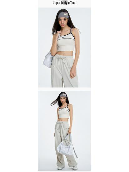 Women's Retro-Style Yoga Tank with Spaghetti Straps & Fixed Pad