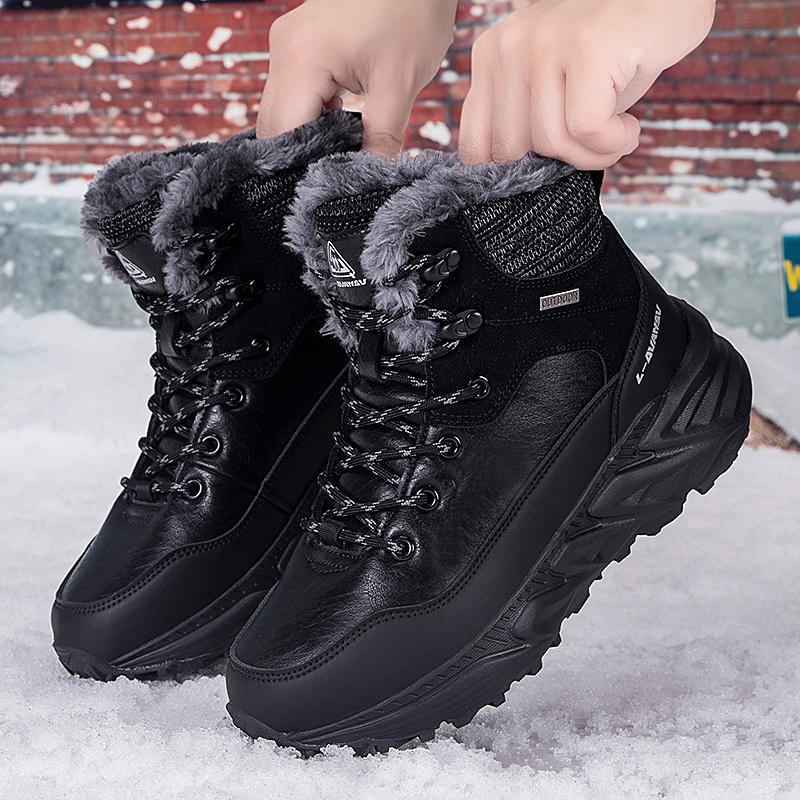 TUINANLE Tênis Masculinos de Cano Alto Impermeáveis de Algodão Sapatos Femininos com Forro Quente de Veludo para Uso Externo no Inverno