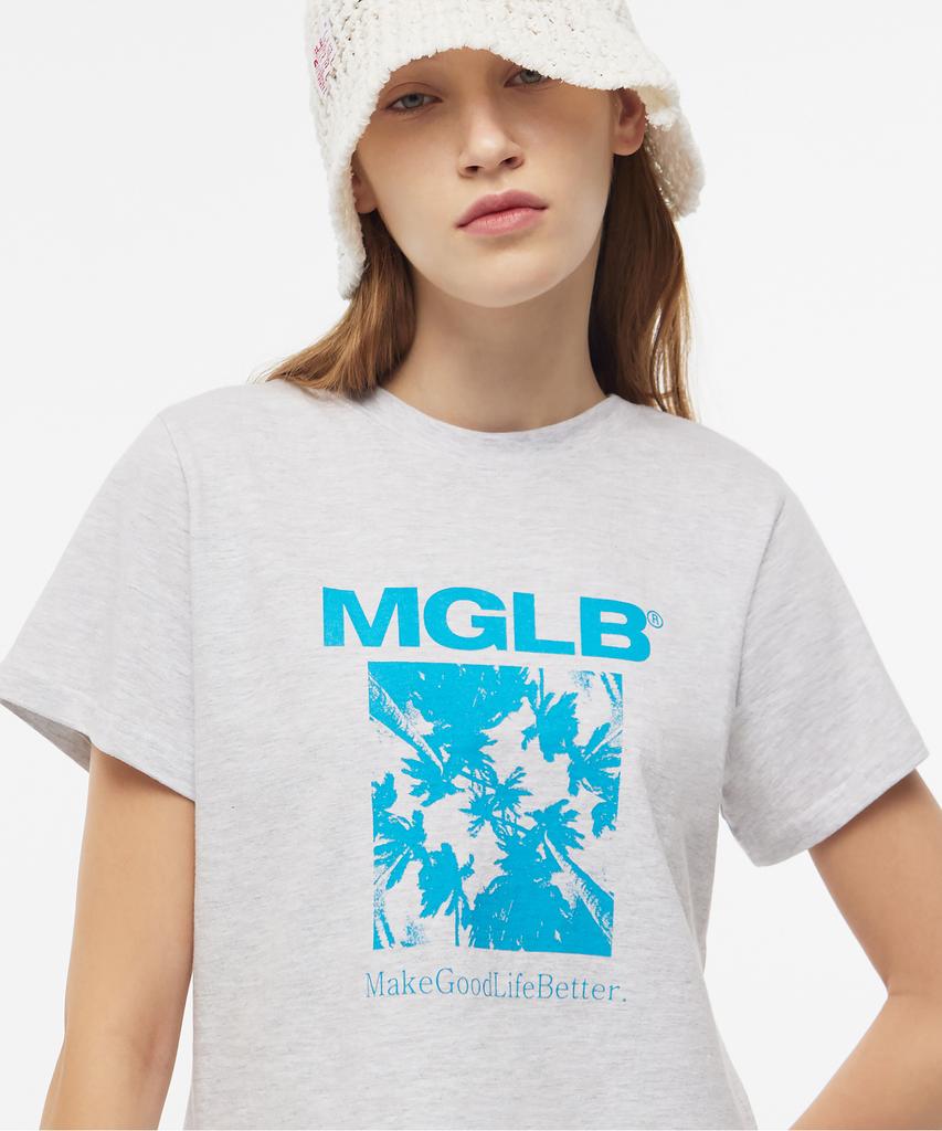 MATCHGLOBE Palm Tree Crop Top (Light Melange)