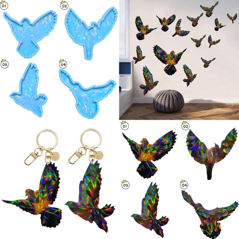 Shiny Glossy Silicone Eagle Holographic Molds Light Shadow Pendant Mold DIY Ornaments Jewelry Epoxy Crafting Mold
