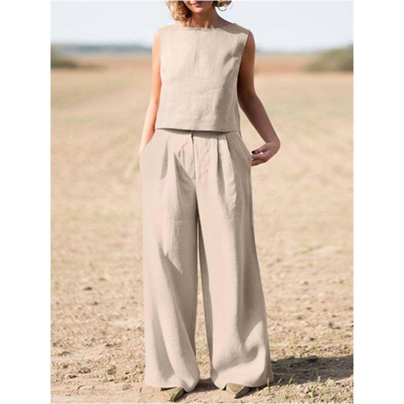 

M-4XL Women 2set Suit Casual Ladies Vest Pants Fashion Female Two-piece Set Khaki M