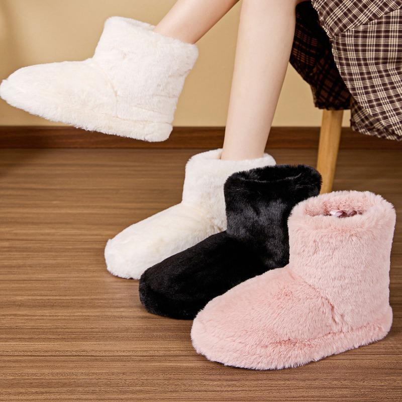 Cross-border autumn and winter new plush medium boots women's foreign trade wholesale home cotton shoes non-slip warm bag and cotton slippers