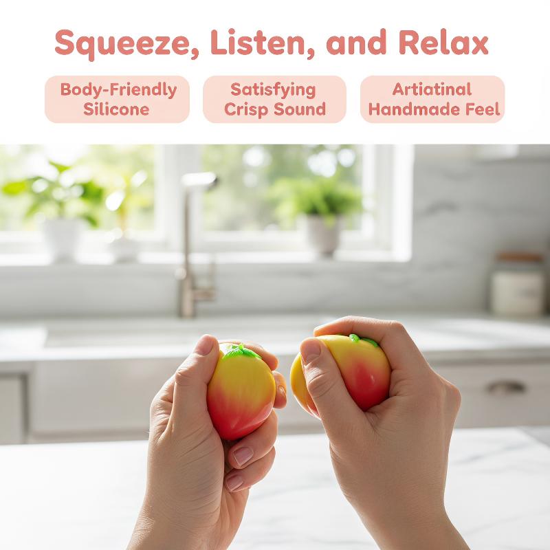 Crunchy Squeeze Peach Stress Ball - Squeeze Toy For Anxiety Relief, Fidget Sensory Toy For Adults,Soft Feel Asmr Sensory Adults