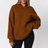 Women's  Fashion Zipper Hoodie Long Sleeve Hooded Pullover Sweatshirt Casual Solid Color Tops With Pockets