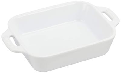 Staub Dish White 14 X Ceramic Gratin Dish Oven Microwave Safe Japanese Dish "Rectangular 11cm" [Authorized Product] 40508-584