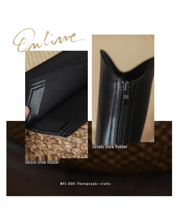 Women's V-Cut Height-Boosting Winter Knee-High Fleece Boots for Petite and Wide Calves