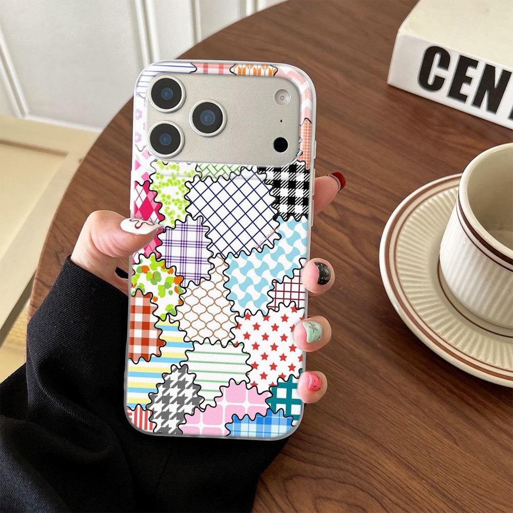 Silicone Phone Case For iPhone 17 17Air Cover iPhone 13 11 14 12 15 16 Pro Max Irregular Splicing Pattern Shockproof Soft Cover