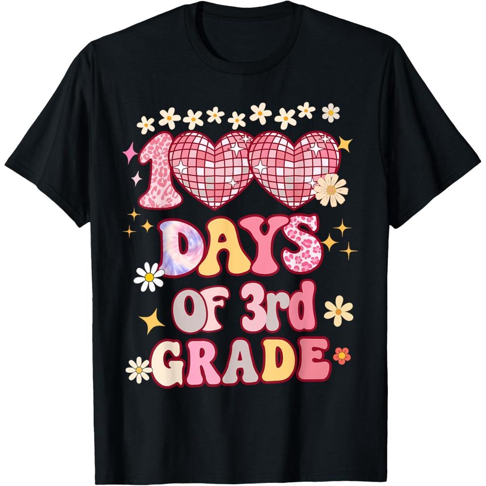 100 Days of 3rd Grade Happy 100th Day Of School Boys Girls Teacher Cotton Men T Shirt 4XL чёрный