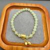 Two Lives Joy S925 Sterling Silver Gold-Plated Bracelet with Rotating Lotus & Hetian Jade - Elegant Gift for Girlfriend