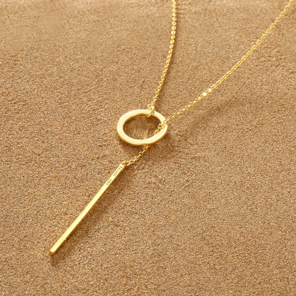 INS Simple Style Long Pendant Necklace for Women Romantic 925 Sterling Silver Gold Color Silver Color Gifts thdaFine Jewelry
