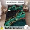 3pcs Retro Green Golden Marble 3D Printed Bedding Set Cozy Duvet Cover King Queen Twin Size Birthday Gift Bedroom Decoration