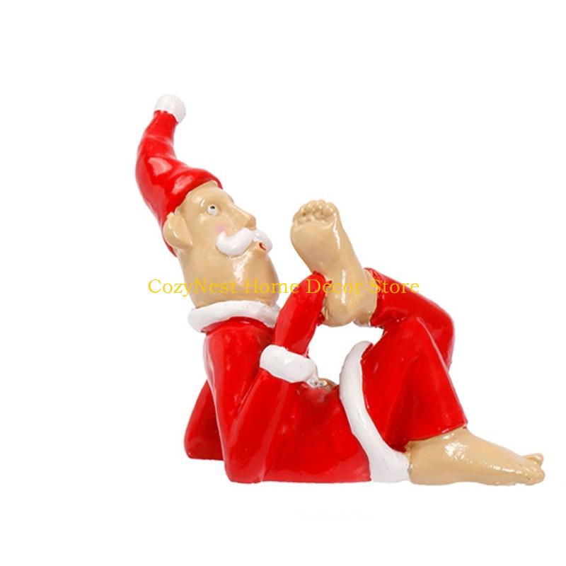 92MF Amusing Santa Resins Figurine Playfully Prone Pose Santa Sculpture For Christmas Decors Humor And Festives Ornament