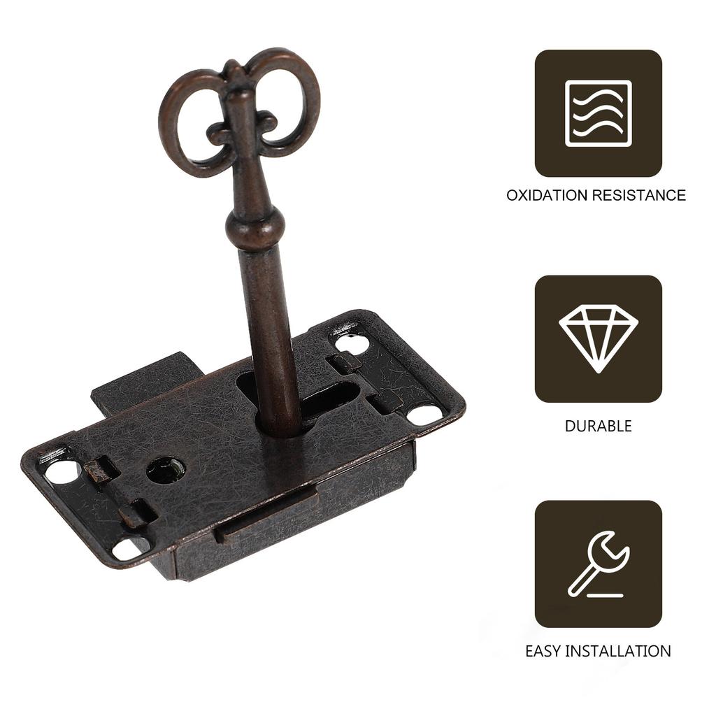 2Sets Vintage Lock with Key Cupboard Locks Retro Decorative Furniture Locks for Wooden Boxes Toolboxes Drawers Cabinets