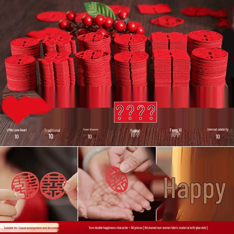 Lot d'autocollants Double Bonheur de Mariage: Décorations de chambre, fenêtre, porte et fiançailles