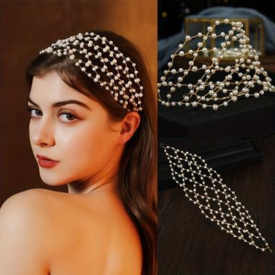 Nová vintage nevesta ručne vyrobená zlatá perlová čelenka kvetinová ozdoba do vlasov svadobná dievčenská tiara svadobné vlasové doplnky dámske vlasové šperky