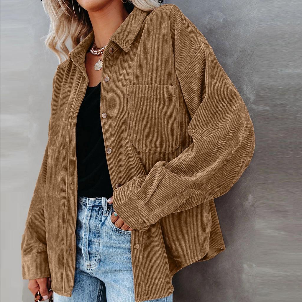 Women's  And Winter Shirts Women's Solid Color Lapel Loose Casual Jacket