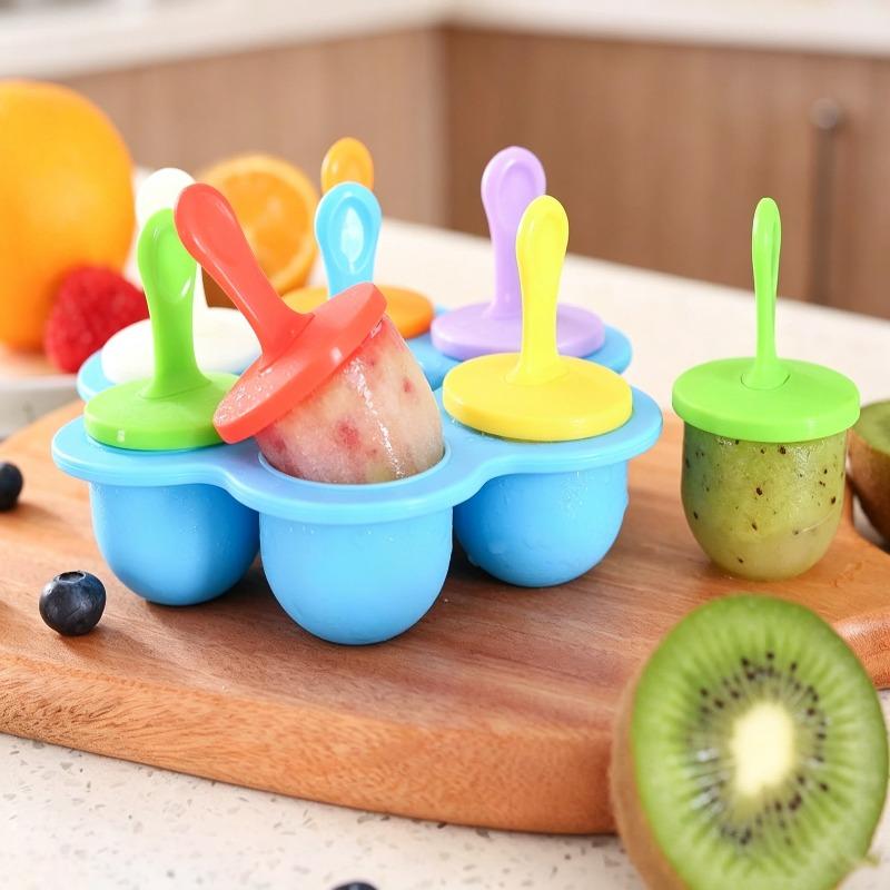 1pc 7 Holes Ice Pop Mold Ice Cream Popsicle Silicone Mold DIY Fruit Milkshake Home Kitchen Accessories Tools