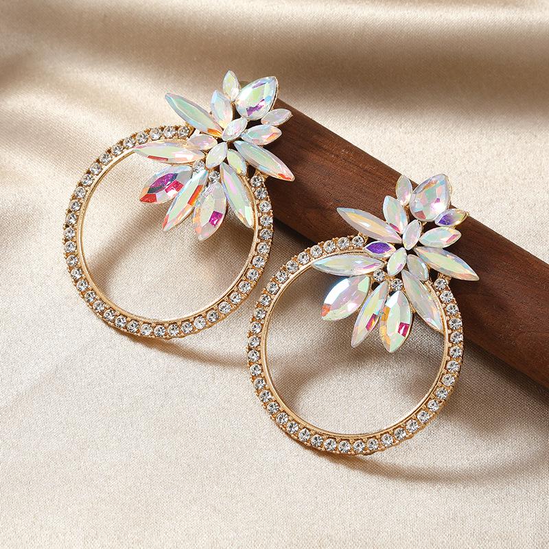 Luxury Red Rhinestone Palace Gemstone Dangle Earrings for Autumn/Winter