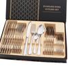 Flatware Set Stainless Steel Glossy 24 Pieces Steak Knife Fork Spoon Set for Restaurant Silver