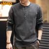 Jeep Men's Autumn/Winter Henley Heavy Long Sleeve T-Shirt