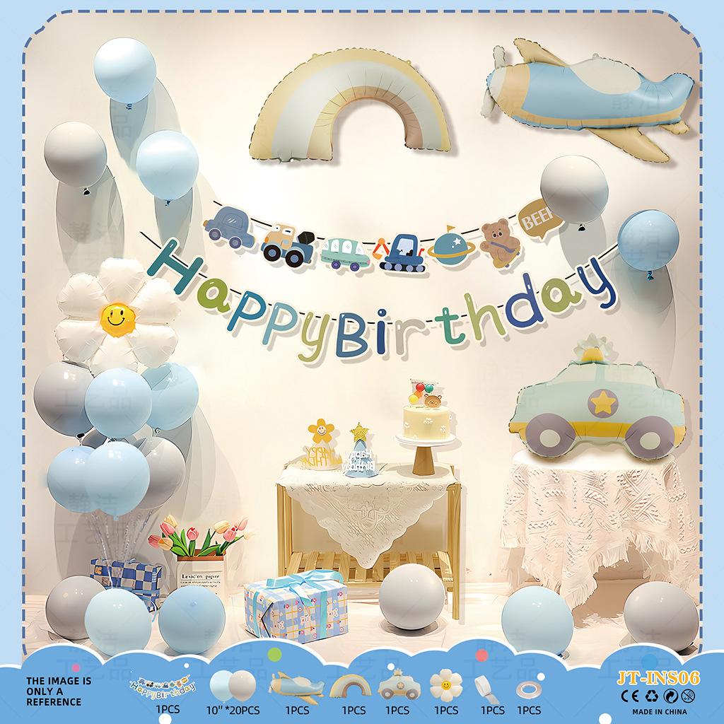 Ins Happy Birthday Party Backdrop Kit - Photography Background & Complete Decorations for Girls & Boys Birthday Celebrations